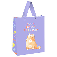 Пакет подарочный 18*23*10см MESHU "Your smile is bright", выб. лак, белый крафт фото Пакет подарочный 18*23*10см MESHU "Your smile is bright", выб. лак, белый крафт