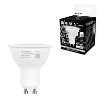 Лампа светодиодная SONNEN EXTRA, 8 (70) Вт, GU10, софит, нейтральный белый, 30000 ч, LED MR16-GU10-8W-4000, 457923