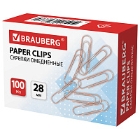 Скрепки BRAUBERG, 28 мм, омедненные, 100 шт., в картонной коробке, 270448 фото Скрепки BRAUBERG, 28 мм, омедненные, 100 шт., в картонной коробке, 270448