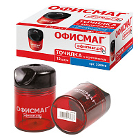 Точилка ОФИСМАГ с контейнером, пластиковая, цилиндрическая, красная, 226940 фото Точилка ОФИСМАГ с контейнером, пластиковая, цилиндрическая, красная, 226940