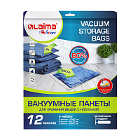 Вакуумные пакеты с клапаном для хранения вещей, КОМПЛЕКТ 12 шт., НАСОС в комплекте, LAIMA, 608927 фото Вакуумные пакеты с клапаном для хранения вещей, КОМПЛЕКТ 12 шт., НАСОС в комплекте, LAIMA, 608927