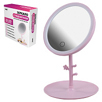 Зеркало настольное с LED-подсветкой для макияжа, диаметр 17 см, 3 режима свечения, аккумулятор 1200 mAh, цвет розовый, WBZ, 609331 фото Зеркало настольное с LED-подсветкой для макияжа, диаметр 17 см, 3 режима свечения, аккумулятор 1200 mAh, цвет розовый, WBZ, 609331