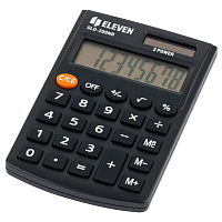 Калькулятор карманный Eleven SLD-200NR, 8 разрядов, двойное питание, 62*98*10мм, черный фото Калькулятор карманный Eleven SLD-200NR, 8 разрядов, двойное питание, 62*98*10мм, черный
