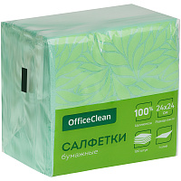 Салфетки бумажные OfficeClean, 1 слойн., 24*24см, зеленые, 100шт. фото Салфетки бумажные OfficeClean, 1 слойн., 24*24см, зеленые, 100шт.