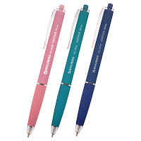 Ручка шариковая автоматическая BRAUBERG "OIL-BASE VINTAGE", корпус ассорти, СИНЯЯ, пишущий узел 0,5 мм, линия письма 0,3 мм, 144500