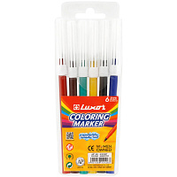 Фломастеры Luxor "Coloring", 06цв., смываемые, ПВХ, европодвес фото Фломастеры Luxor "Coloring", 06цв., смываемые, ПВХ, европодвес