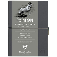 Скетчбук для смешанных техник 32л., А5 Clairefontaine "Paint ON", на сшивке, легкое зерно, серый, кожзам, 250г/м2 фото Скетчбук для смешанных техник 32л., А5 Clairefontaine "Paint ON", на сшивке, легкое зерно, серый, кожзам, 250г/м2