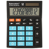 Калькулятор настольный BRAUBERG ULTRA COLOR-12-BKBU (192x143 мм), 12 разрядов, двойное питание, ЧЕРНО-ГОЛУБОЙ, 250497 фото Калькулятор настольный BRAUBERG ULTRA COLOR-12-BKBU (192x143 мм), 12 разрядов, двойное питание, ЧЕРНО-ГОЛУБОЙ, 250497