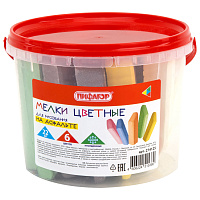 Мел в ведерке для рисования на асфальте 22 штуки, ПИФАГОР, цветной квадратный утолщенный, 274125