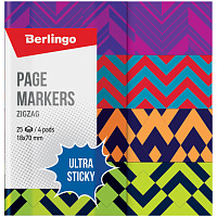 Флажки-закладки Berlingo "Ultra Sticky" "Zigzag", 18*70мм, бумажные, в книжке, с дизайном, 25л*4 блока фото Флажки-закладки Berlingo "Ultra Sticky" "Zigzag", 18*70мм, бумажные, в книжке, с дизайном, 25л*4 блока