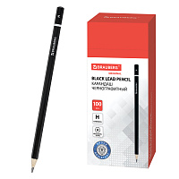 Карандаш чернографитный BRAUBERG, 1 шт., "Touch line", Н, корпус черный, заточенный, 180625