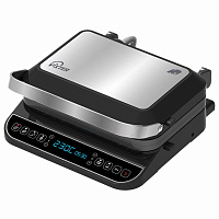Электрогриль VIXTER ECG-1212, 2000 Вт, съемные панели, регулировка температуры, серебро/черный фото Электрогриль VIXTER ECG-1212, 2000 Вт, съемные панели, регулировка температуры, серебро/черный