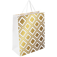Пакет подарочный (1 штука) 26x13x32 см, ЗОЛОТАЯ СКАЗКА "Gold Luxury", тиснение фольгой, белый, 608249 фото Пакет подарочный (1 штука) 26x13x32 см, ЗОЛОТАЯ СКАЗКА "Gold Luxury", тиснение фольгой, белый, 608249
