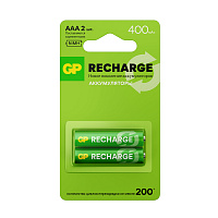 Батарейки аккумуляторные GP ReCharge Ni-Mh мизинчиковые КОМПЛЕКТ 2 шт., ААА (HR03) 400 mAh, 40AAAHCV, 40AAAHCV-2CRSB фото Батарейки аккумуляторные GP ReCharge Ni-Mh мизинчиковые КОМПЛЕКТ 2 шт., ААА (HR03) 400 mAh, 40AAAHCV, 40AAAHCV-2CRSB