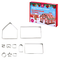 Набор вырубок для печенья, 10 деталей, "Пряничный домик", нержавеющая сталь, рецепт, ЗОЛОТАЯ СКАЗКА, 592493 фото Набор вырубок для печенья, 10 деталей, "Пряничный домик", нержавеющая сталь, рецепт, ЗОЛОТАЯ СКАЗКА, 592493