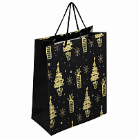 Пакет подарочный (1 штука) новогодний 26x13x32 см, ЗОЛОТАЯ СКАЗКА "Black&Gold", фольга, чёрный, 608236 фото Пакет подарочный (1 штука) новогодний 26x13x32 см, ЗОЛОТАЯ СКАЗКА "Black&Gold", фольга, чёрный, 608236