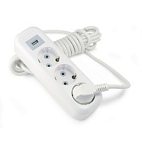 Удлинитель LUX У3-Е-USB-05 3 розетки 5 м с заземлением и выключателем фото Удлинитель LUX У3-Е-USB-05 3 розетки 5 м с заземлением и выключателем
