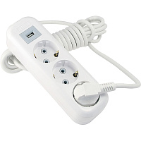Удлинитель LUX У3-Е-USB-05 3 розетки 5 м с заземлением и выключателем фото Удлинитель LUX У3-Е-USB-05 3 розетки 5 м с заземлением и выключателем