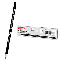 Карандаш чернографитный BRAUBERG, 1 шт., "Black&White", HB, трехгранный, корпус черный, заточенный, 181297