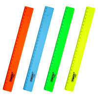 Линейка пластиковая 25 см, ПИФАГОР, неоновая, ассорти, 210790