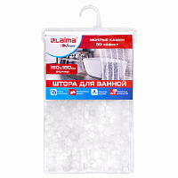 Штора для ванной комнаты WET STONES с 3D-эффектом водонепроницаемая, 180х180 см, LAIMA HOME, 608449 фото Штора для ванной комнаты WET STONES с 3D-эффектом водонепроницаемая, 180х180 см, LAIMA HOME, 608449