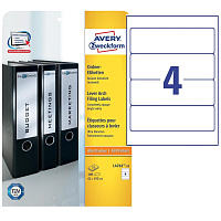 Этикетки самоклеящиеся для папок-регистраторов Avery Zweckform (L4761-25) белые 192x61 мм 4 штуки на листе (25 листов в упаковке) фото Этикетки самоклеящиеся для папок-регистраторов Avery Zweckform (L4761-25) белые 192x61 мм 4 штуки на листе (25 листов в упаковке)