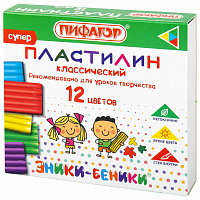 Пластилин классический ПИФАГОР "ЭНИКИ-БЕНИКИ СУПЕР", 12 цветов, 120 г, стек, 106505 фото Пластилин классический ПИФАГОР "ЭНИКИ-БЕНИКИ СУПЕР", 12 цветов, 120 г, стек, 106505