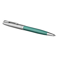 Ручка шариковая Parker "Sonnet Sand Blasted Metal&Green Lacquer" черная, 1,0мм, поворот., подарочная упаковка фото Ручка шариковая Parker "Sonnet Sand Blasted Metal&Green Lacquer" черная, 1,0мм, поворот., подарочная упаковка