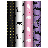 Упаковочная бумага глянц. 70*100см, MESHU "Grace cats", 80 г/м2, ассорти, 4 дизайна фото Упаковочная бумага глянц. 70*100см, MESHU "Grace cats", 80 г/м2, ассорти, 4 дизайна