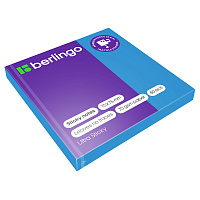 Самоклеящийся блок Berlingo "Ultra Sticky", 75*75мм, 80л., синий неон фото Самоклеящийся блок Berlingo "Ultra Sticky", 75*75мм, 80л., синий неон