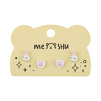 Серьги MESHU "Cuteness", бижутерия, 2 пары, европодвес фото Серьги MESHU "Cuteness", бижутерия, 2 пары, европодвес