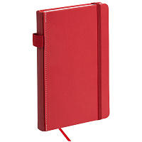 Блокнот А5 135x212 мм BRAUBERG "Edge", под кожу, резинка, держатель, 80 л., клетка, красный, 117147