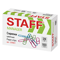 Скрепки STAFF "Manager", 28 мм, цветные, 100 шт., в картонной коробке, 226821 фото Скрепки STAFF "Manager", 28 мм, цветные, 100 шт., в картонной коробке, 226821