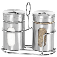 Набор для специй 2х100 мл, ULTRA, подставка + солонка + перечница, 3 типа отверстий, WEGLA (ВЕГЛА), 700235