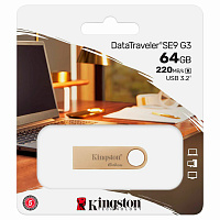 Флеш-диск 64 GB, KINGSTON DataTraveler SE9 G3 USB 3.2, металлический корпус, золотой, DTSE9G3/64GB фото Флеш-диск 64 GB, KINGSTON DataTraveler SE9 G3 USB 3.2, металлический корпус, золотой, DTSE9G3/64GB
