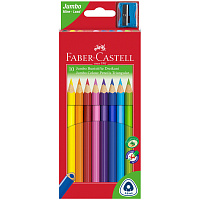 Карандаши цветные Faber-Castell "Jumbo" 10цв., трехгран., заточен., картон, европодвес, с точилкой фото Карандаши цветные Faber-Castell "Jumbo" 10цв., трехгран., заточен., картон, европодвес, с точилкой