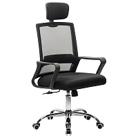 Кресло CROMEX (КРОМЕКС) "Debut CH-697", ХРОМ, с подлокотниками, механизм качания, сетка/ткань TW, черное, 533068