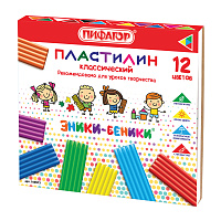 Пластилин классический ПИФАГОР "ЭНИКИ-БЕНИКИ", 12 цветов, 240 г, со стеком, картонная упаковка, 100973 фото Пластилин классический ПИФАГОР "ЭНИКИ-БЕНИКИ", 12 цветов, 240 г, со стеком, картонная упаковка, 100973