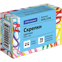 Скрепки 28мм, OfficeSpace, 70шт., цветные, карт. упаковка фото Скрепки 28мм, OfficeSpace, 70шт., цветные, карт. упаковка