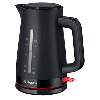 Чайник BOSCH TWK3M123, 1,7 л, 2400 Вт, закрытый нагревательный элемент, пластик, черный