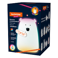 Ночник силиконовый LED "Медведь" 111x111x160 мм, белый свет/RGB, таймер, USB, аккумулятор 1200 мАч, DASWERK, 238938 фото Ночник силиконовый LED "Медведь" 111x111x160 мм, белый свет/RGB, таймер, USB, аккумулятор 1200 мАч, DASWERK, 238938