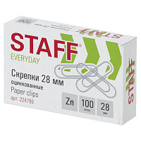 Скрепки STAFF "EVERYDAY", 28 мм, оцинкованные, 100 шт., в картонной коробке, Россия, 224799 фото Скрепки STAFF "EVERYDAY", 28 мм, оцинкованные, 100 шт., в картонной коробке, Россия, 224799