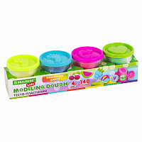 Пластилин-тесто для лепки BRAUBERG KIDS, 4 цвета, 560 г, яркие неоновые цвета, крышки-штампики, 106716 фото Пластилин-тесто для лепки BRAUBERG KIDS, 4 цвета, 560 г, яркие неоновые цвета, крышки-штампики, 106716