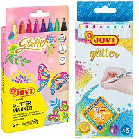 Фломастеры с блестками JOVI "Glitter", 08цв., смываемые, картон, европодвес фото Фломастеры с блестками JOVI "Glitter", 08цв., смываемые, картон, европодвес
