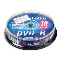 Диск DVD-R Verbatim 4.7 ГБ 16x cake box 43523 (10 штук в упаковке) фото Диск DVD-R Verbatim 4.7 ГБ 16x cake box 43523 (10 штук в упаковке)