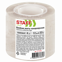 Клейкие ленты 12 мм х 33 м канцелярские STAFF CLASSIC, КОМПЛЕКТ 4 шт., прозрачные, 271260 фото Клейкие ленты 12 мм х 33 м канцелярские STAFF CLASSIC, КОМПЛЕКТ 4 шт., прозрачные, 271260