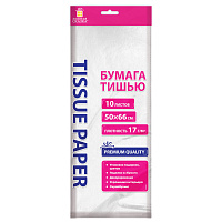 Цветная бумага ТИШЬЮ 17 г/м2, 50х66 см, 10 листов, цвет белый, ЗОЛОТАЯ СКАЗКА, 116483