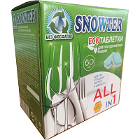 Таблетки для посудомоечных машин Snowter All in 1 ЭКО (60 штук в упаковке) фото Таблетки для посудомоечных машин Snowter All in 1 ЭКО (60 штук в упаковке)