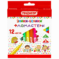 Фломастеры ПИФАГОР "ЭНИКИ-БЕНИКИ", 12 цветов, вентилируемый колпачок, 151401 фото Фломастеры ПИФАГОР "ЭНИКИ-БЕНИКИ", 12 цветов, вентилируемый колпачок, 151401