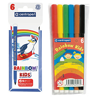 Фломастеры 6 ЦВЕТОВ CENTROPEN "Rainbow Kids", круглые, смываемые, вентилируемый колпачок, 7550/6ET, 7 7550 0602 фото Фломастеры 6 ЦВЕТОВ CENTROPEN "Rainbow Kids", круглые, смываемые, вентилируемый колпачок, 7550/6ET, 7 7550 0602